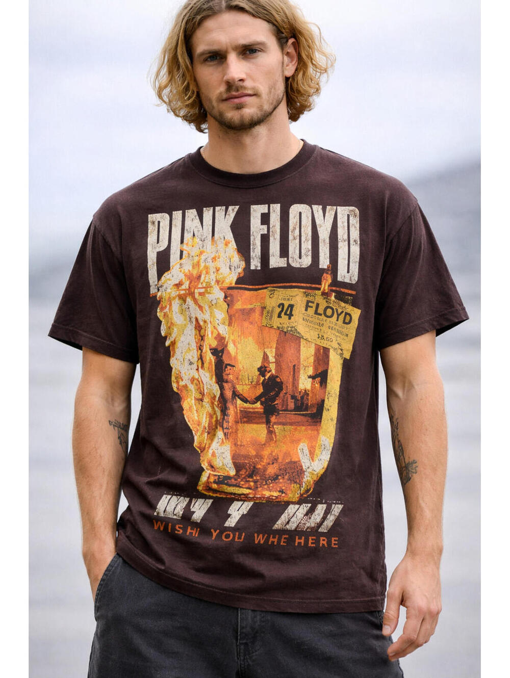 Pink Floyd Wish You Were Here Detroit Olympia Stadium Graphic Tee Vintage Style